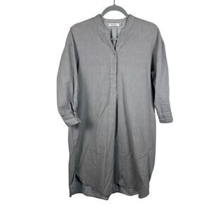 Mer Sea‎ Shirt Dress Women S/M Gray Excellent Cotton Henley Knee Length 1609